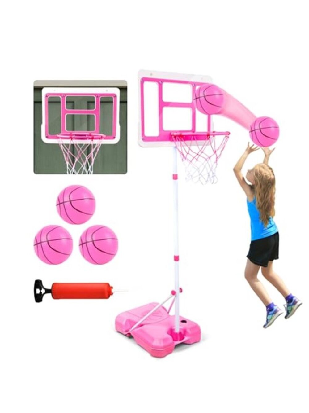 Kids Basketball Hoop with Stand,Adjustable Height 3.5FT-6.2FT Toddler Basketball